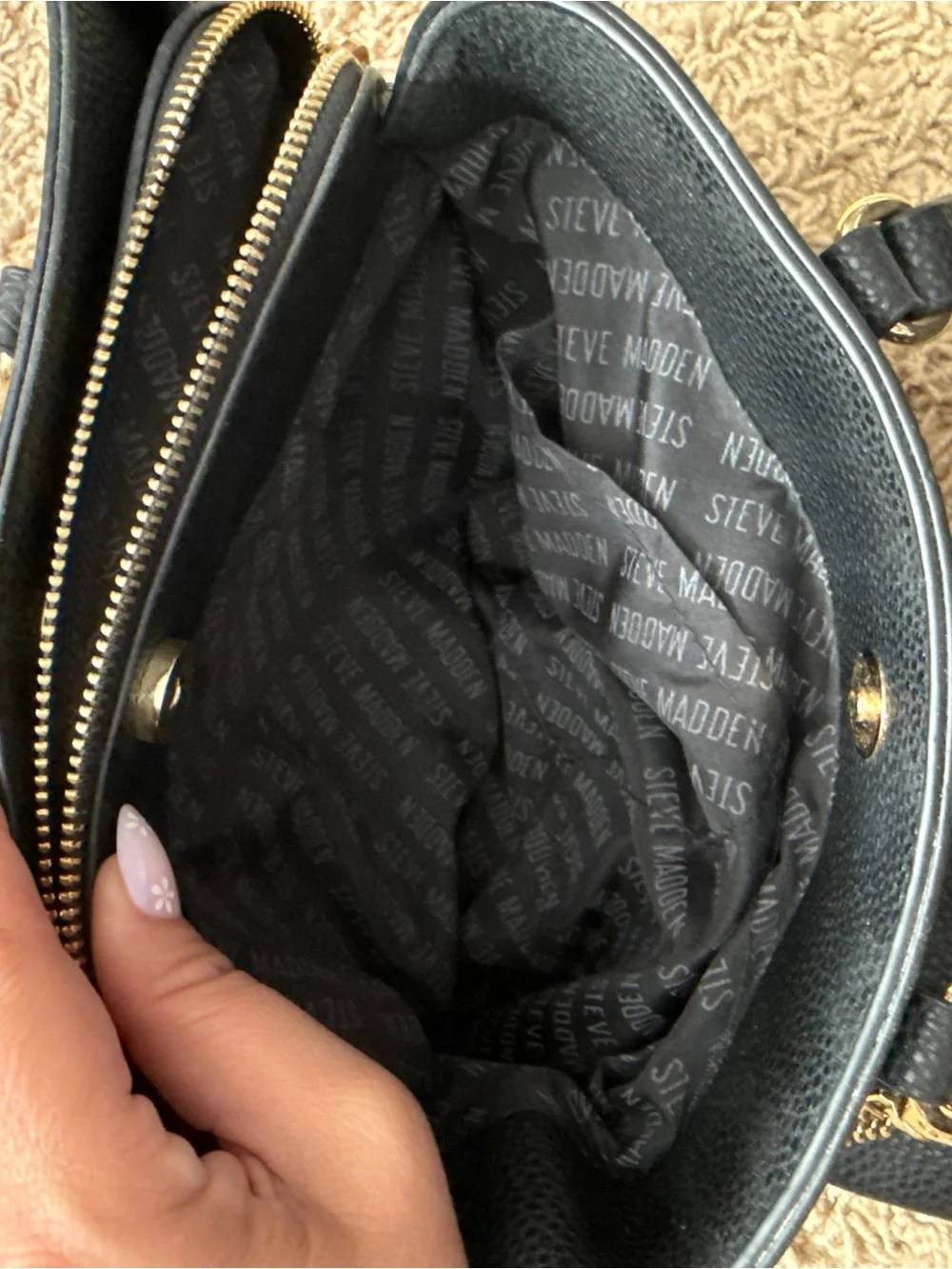 Steve Madden black Pebbled Satchel with Coin Pouch